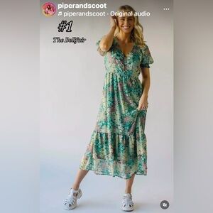 NWOT Piper and Scoot green floral maxi dress
